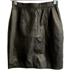 Buendia Size 5 Genuine Leather Mini Skirt Black Lined Moto Biker Goth